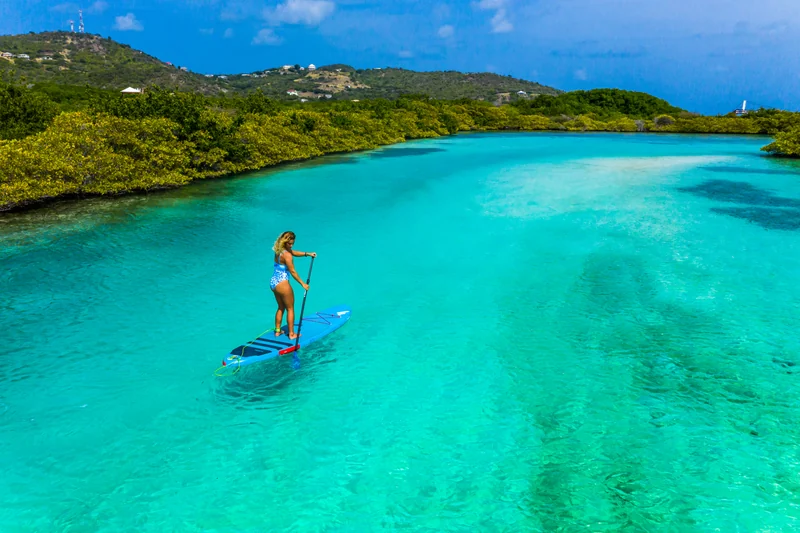 Stand-up paddleboarding on Union Island